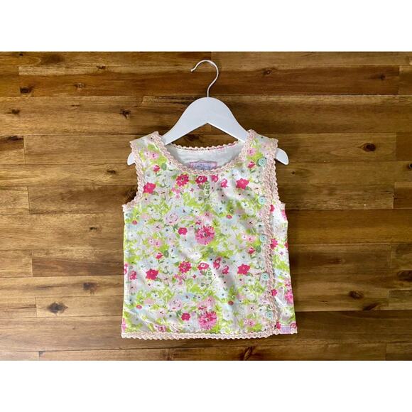 NWT SweetHoney Sleeveless Playsuit Set Summer Blooms Pink Green Gingham Shorts - Picture 2 of 10